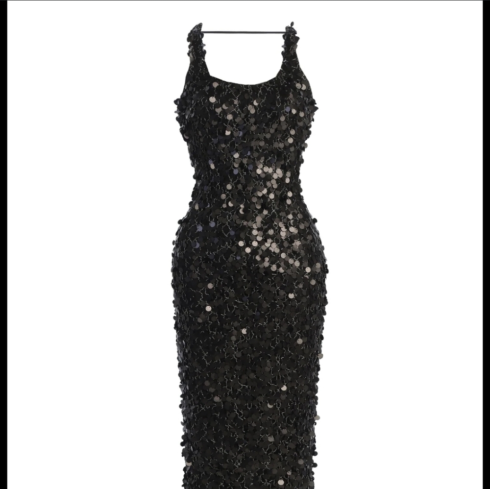 Elegant Black Sequin Evening Gown